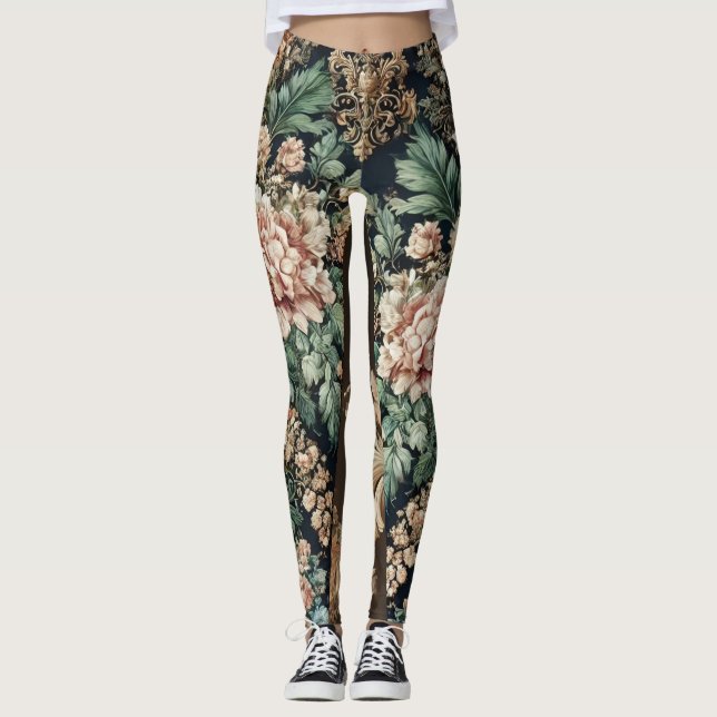 Baroque Floral Elegance Leggings (Front)