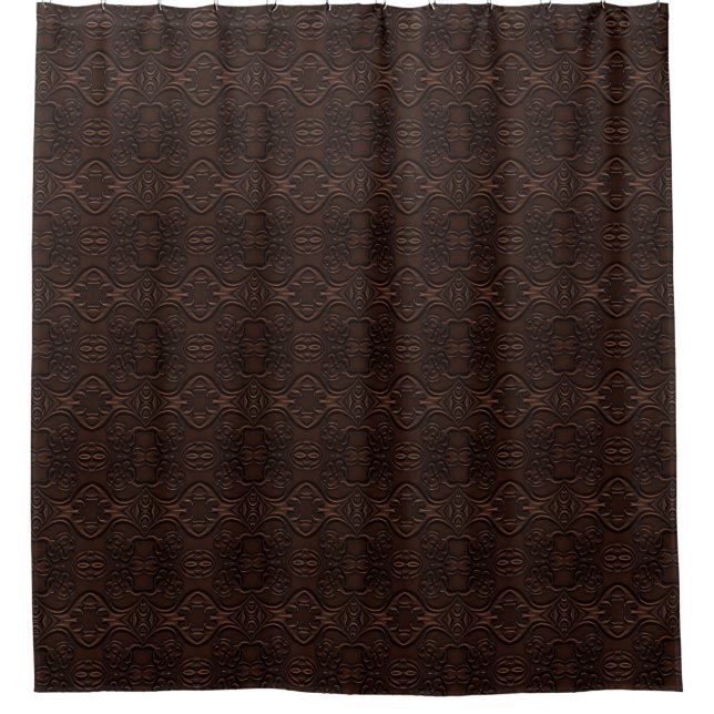 Baroque Floral Faux Leather Leathercraft Pattern Shower Curtain (Front)
