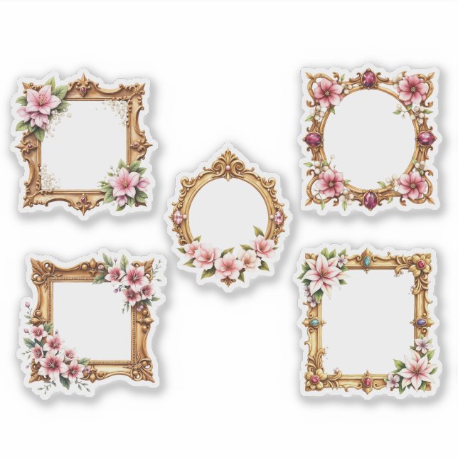 Baroque Floral Frame Cutout Sticker Sheet (Front)