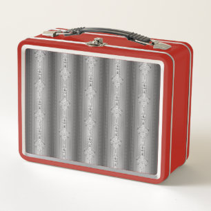 Baroque floral pattern with border grey metal lunch box