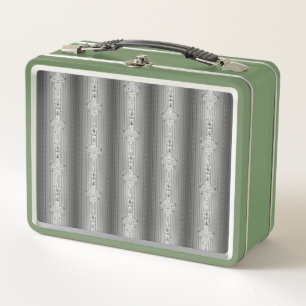Baroque floral pattern with border grey metal lunch box