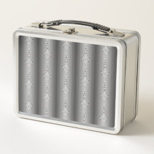 Baroque floral pattern with border grey metal lunch box