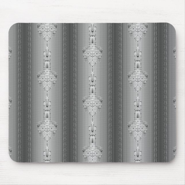 Baroque floral pattern with border grey mouse mat (Front)