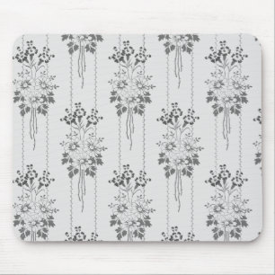 Baroque floral pattern with border grey mouse mat
