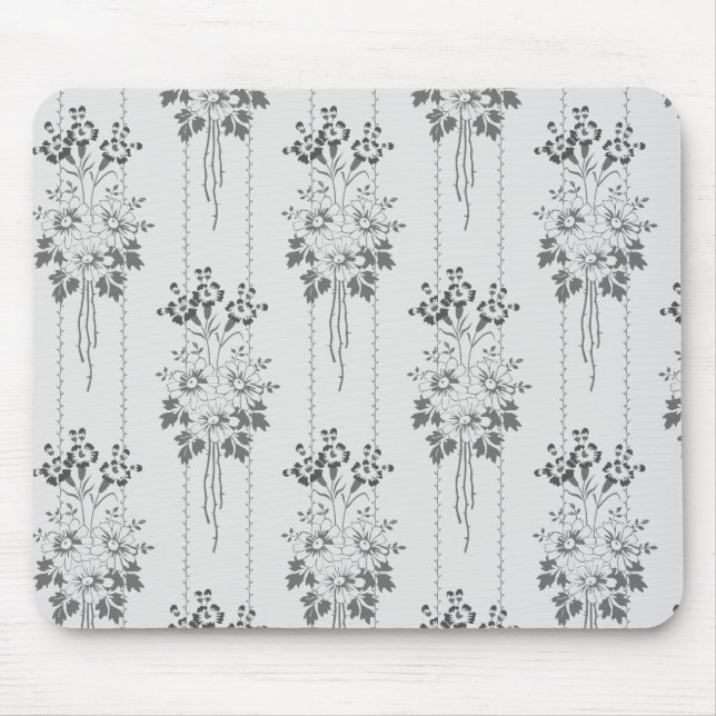 Baroque floral pattern with border grey mouse mat (Front)