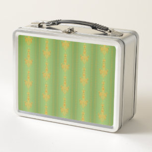 Baroque floral pattern with border metal lunch box