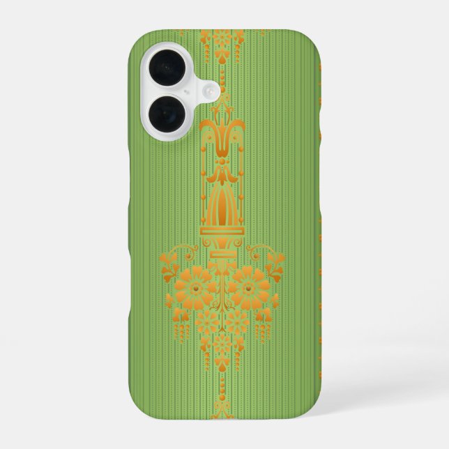 Baroque floral pattern with border V2020 iPhone 16 Case (Back)