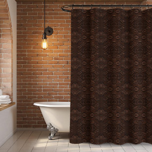 Baroque Floral Style Faux Leather Pattern Shower Curtain