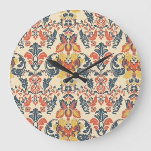 Baroque Floral: Vintage Classic Wallpaper. Large Clock
