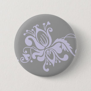 Baroque Flower - Grey and Light Lilac 6 Cm Round Badge