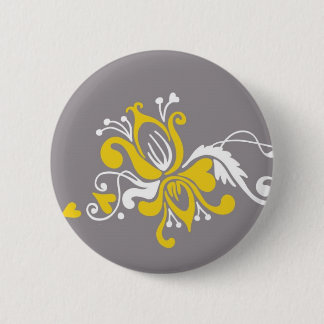 Baroque Flower on Grey 6 Cm Round Badge