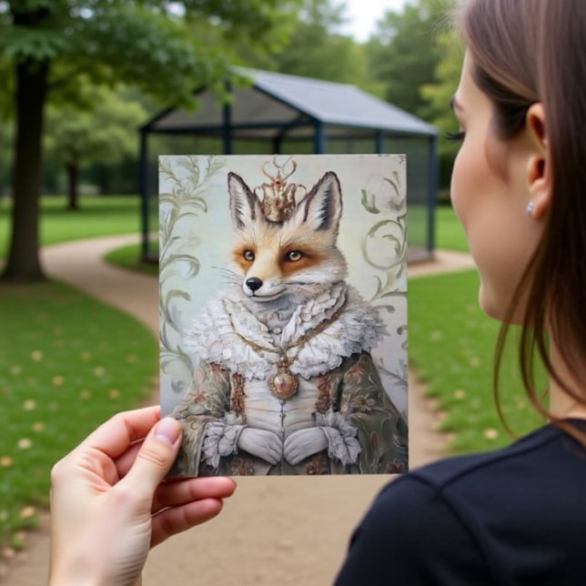 Baroque Fox Royal Queen Portrait Design Postcard (Creator Uploaded)