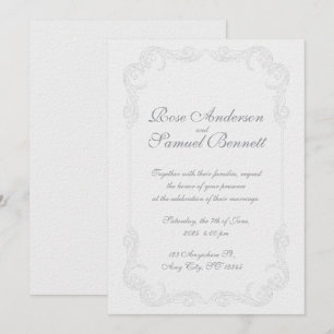 Baroque Frame Black White Wedding Invitation