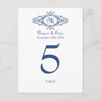 Baroque frame monogram wedding table number card