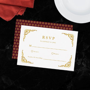 Baroque Frame Royal Burgundy Ornamental RSVP Card