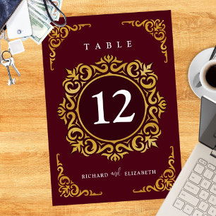Baroque Frame Royal Burgundy Ornamental Table Number