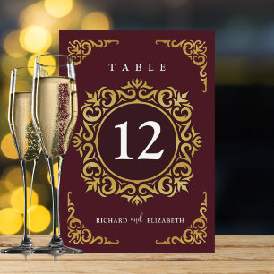 Baroque Frame Royal Burgundy Ornamental Table Number