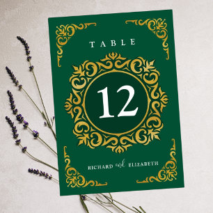 Baroque Frame Royal Emerald Green Ornamental Table Number
