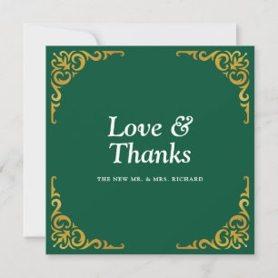 Baroque Frame Royal Emerald Green Ornamental Thank You Card
