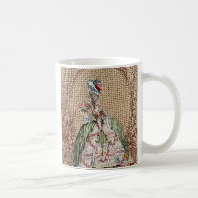 baroque french country burlap Marie Antoinette Coffee Mug (Right)