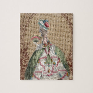baroque french country burlap Marie Antoinette Jigsaw Puzzle