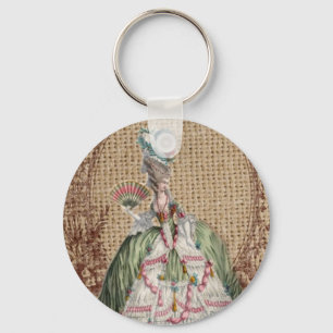 baroque french country burlap Marie Antoinette Key Ring