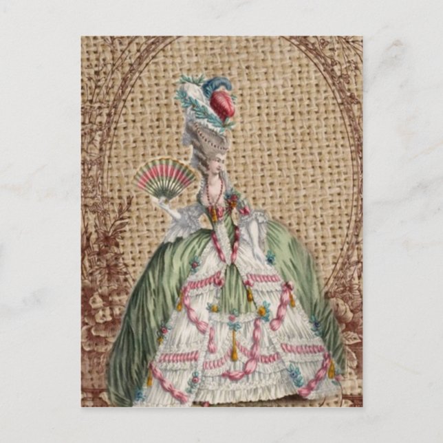baroque french country burlap Marie Antoinette Postcard (Front)