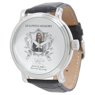 Baroque Funeral Photo Wreath Crest Watch