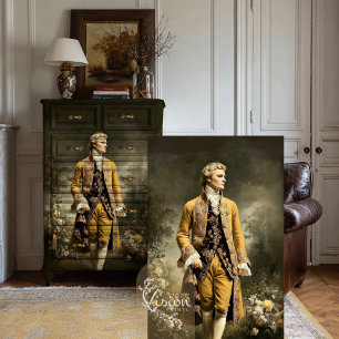 Baroque Gentleman Gold Coat Floral Portrait Tissue Paper