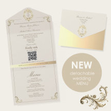 Baroque Gold All In One Wedding Invite + Menu