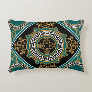 Baroque Gold: Black Elegance Decorative Cushion