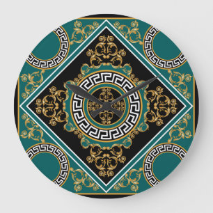 Baroque Gold: Black Elegance Large Clock