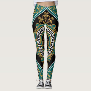 Baroque Gold: Black Elegance Leggings