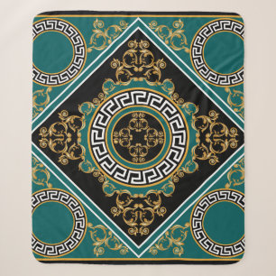 Baroque Gold: Black Elegance Sherpa Blanket