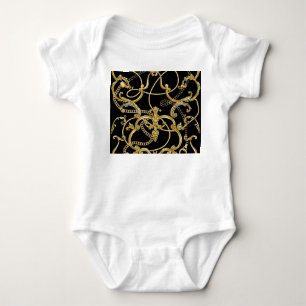 Baroque Gold Chains Seamless Pattern Baby Bodysuit