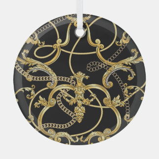 Baroque Gold Chains Seamless Pattern Glass Tree Decoration