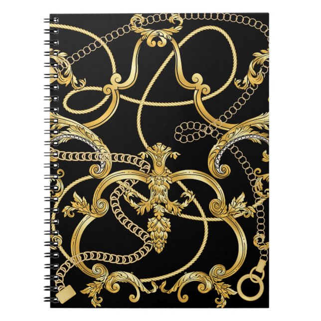Baroque Gold Chains Seamless Pattern Notebook (Front)