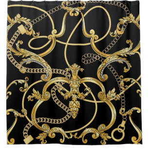 Baroque Gold Chains Seamless Pattern Shower Curtain