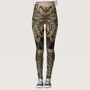 Baroque Gold Elegance Luxurious Ornamen Leggings