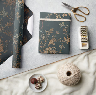 Baroque Gold Gift Wrap Floral
