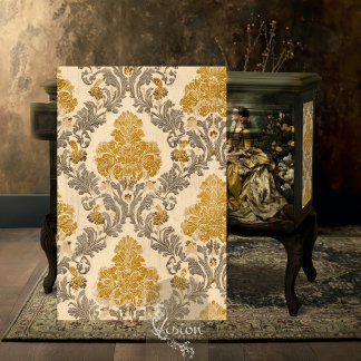 Baroque Gold Grey Damask Repeat Pattern Design Tissue Paper