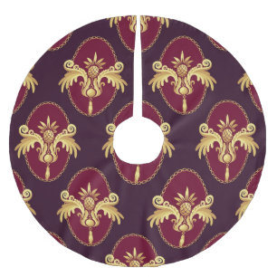 Baroque Gold Sconce Magenta Pattern Brushed Polyester Tree Skirt
