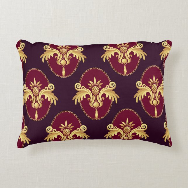 Baroque Gold Sconce Magenta Pattern Decorative Cushion (Front)