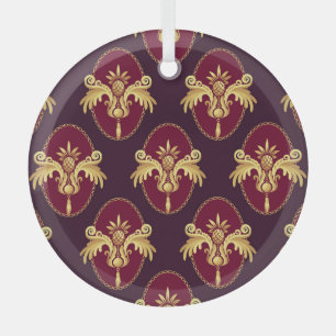 Baroque Gold Sconce Magenta Pattern Glass Tree Decoration