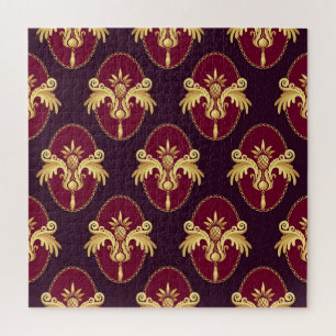 Baroque Gold Sconce Magenta Pattern Jigsaw Puzzle