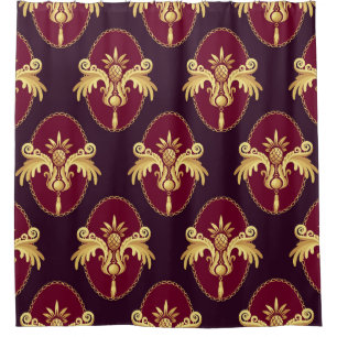 Baroque Gold Sconce Magenta Pattern Shower Curtain