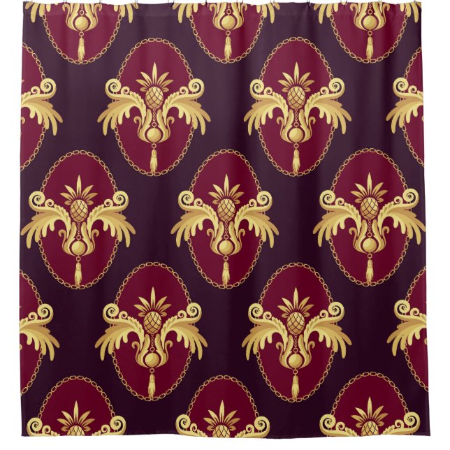 Baroque Gold Sconce Magenta Pattern Shower Curtain (Front)
