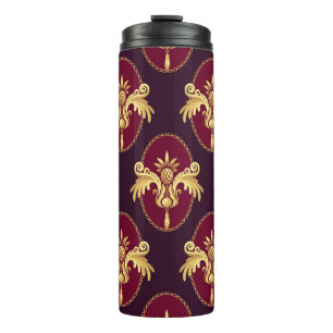 Baroque Gold Sconce Magenta Pattern Thermal Tumbler