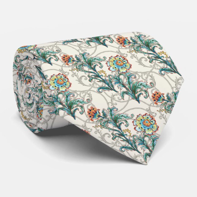 Baroque Golden Floral Elegant  Tie (Rolled)