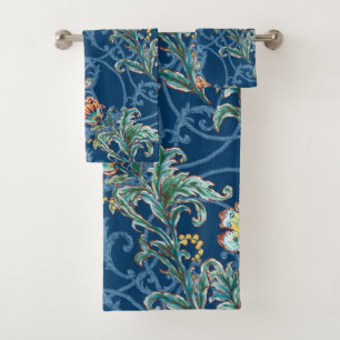 Baroque Golden Floral Elegant Wedding Bath Towel Set